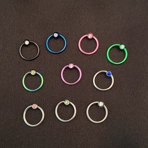 ♻️ 3/$25 10-18G CBR Captive Rings Gemstone Colored